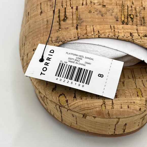 New Torrid Tan Platform Cork Heels - Size 8W - Picture 4 of 7